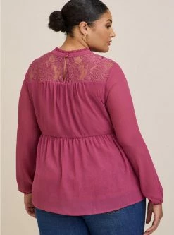 TORRID Lace With Chiffon Overlay Blouse 9 TORRID Lace With Chiffon Overlay Blouse -Cheap Torrid Shop 16163279 08292 av2
