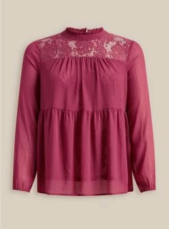 TORRID Lace With Chiffon Overlay Blouse 11 TORRID Lace With Chiffon Overlay Blouse -Cheap Torrid Shop 16163279 08292 flat
