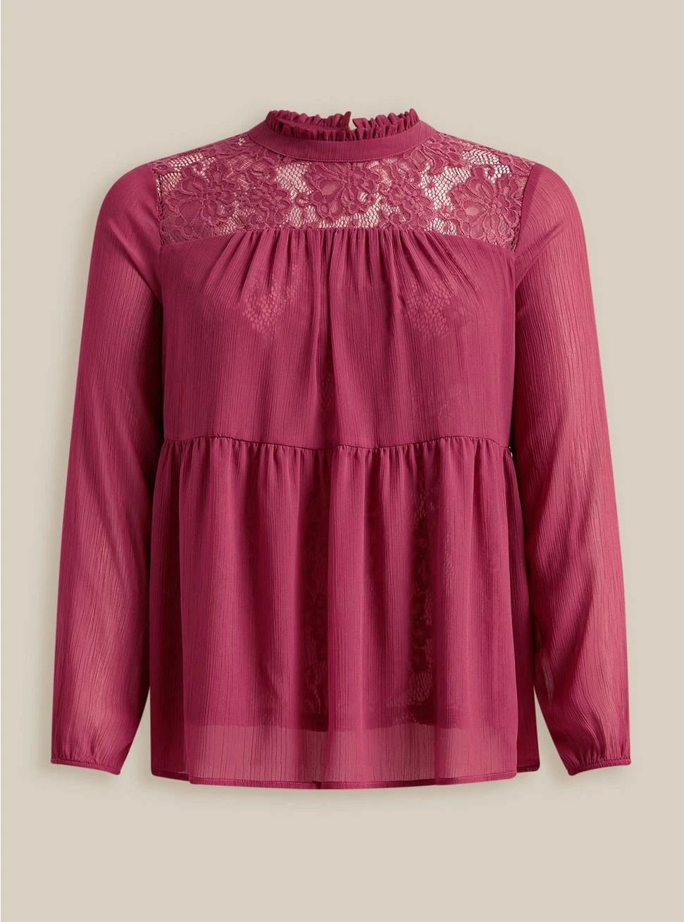 TORRID Lace With Chiffon Overlay Blouse 7 TORRID Lace With Chiffon Overlay Blouse - Image 5