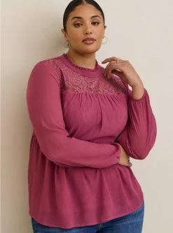 TORRID Lace With Chiffon Overlay Blouse