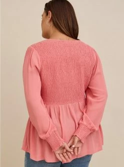 TORRID Babydoll Crinkle Gauze Smocked Top -Cheap Torrid Shop 16186030 00004 av2
