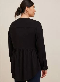 TORRID Emma Babydoll Rayon Slub Lace Trim Tunic Top -Cheap Torrid Shop 16620757 00133 av2