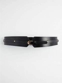 TORRID Stretch Waist Buckle Belt - Faux Leather Black