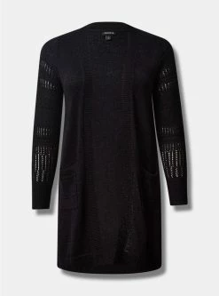 TORRID Duster Open Front Stitch Detail Sweater -Cheap Torrid Shop 16872250 00133 flat