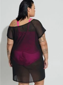 TORRID Mesh Off-Shoulder Coverup Dress -Cheap Torrid Shop 16916167 00684 av2