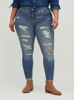TORRID Bombshell Skinny Premium Stretch High-Rise Destructed Jean