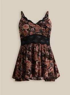 TORRID Gauze Babydoll Tank With Lace Inset Cami -Cheap Torrid Shop 16928368 10723 flat