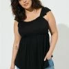 TORRID Babydoll Super Soft Slub Ruffle Shoulder Tank -Cheap Torrid Shop 16991718 00684 hi