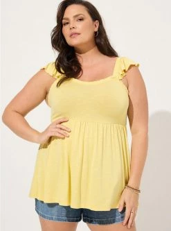 TORRID Babydoll Super Soft Slub Ruffle Shoulder Tank