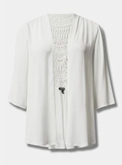 TORRID Gauze Crochet Inset Kimono -Cheap Torrid Shop 16997844 06452 flat