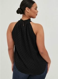 TORRID Chiffon Clip Dot Smocked Halter Tank -Cheap Torrid Shop 17174987 00684 av2