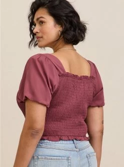 TORRID Stretch Challis Smocked Puff Sleeve Crop Top 9 TORRID Stretch Challis Smocked Puff Sleeve Crop Top -Cheap Torrid Shop 17224717 10131 av2