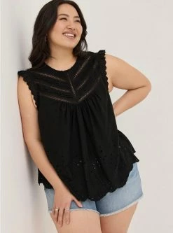 TORRID Eyelet Pintuck Detail Top