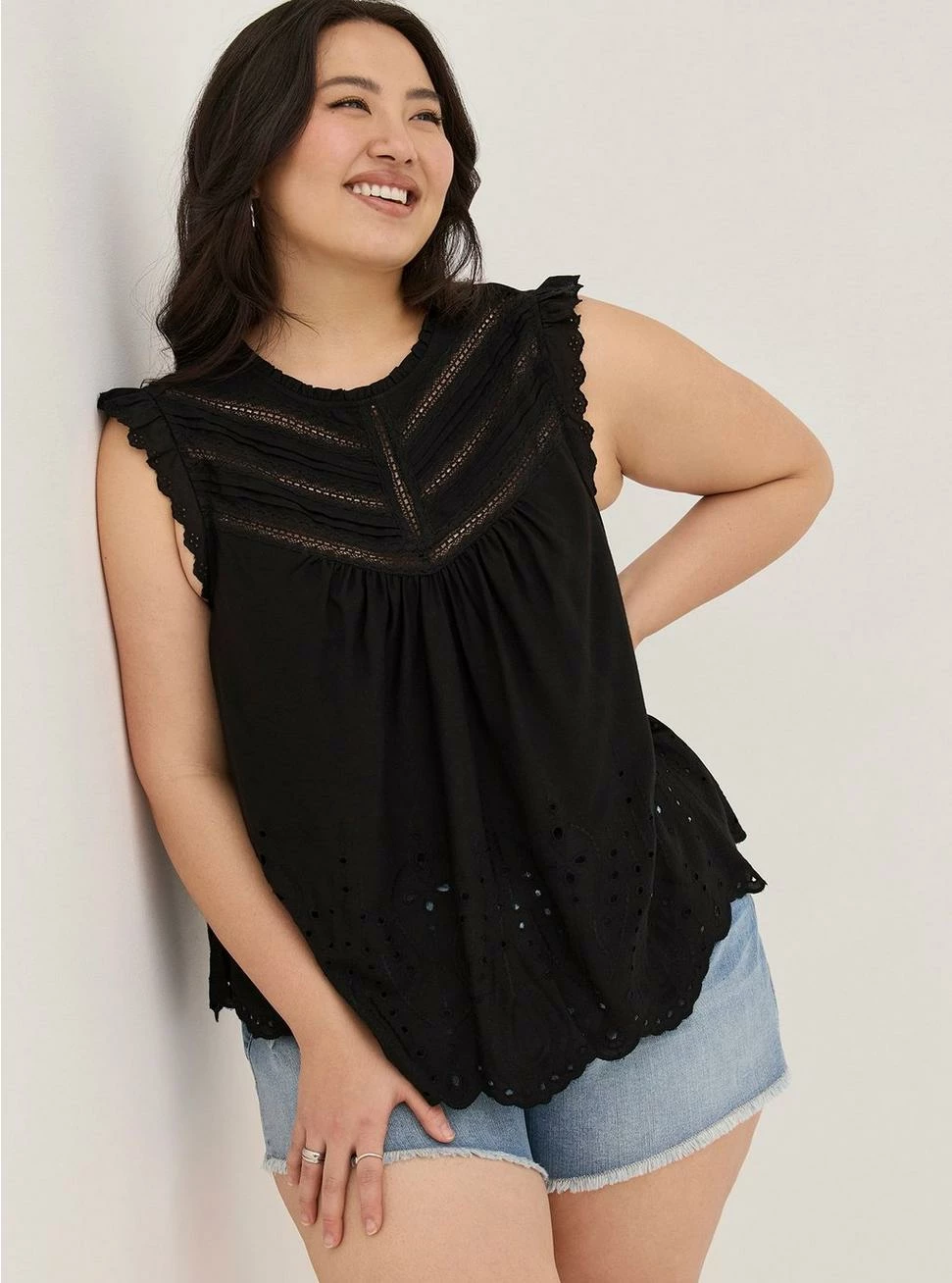 TORRID Eyelet Pintuck Detail Top 3 TORRID Eyelet Pintuck Detail Top