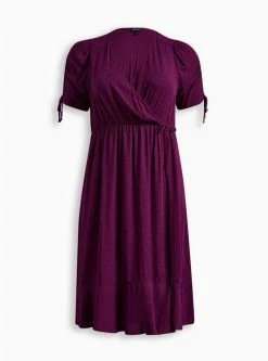 TORRID Midi Swiss Linen Surplice Dress -Cheap Torrid Shop 17369999 06555 flat