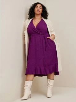 TORRID Midi Swiss Linen Surplice Dress