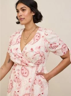 TORRID Midi Swiss Linen Surplice Dress -Cheap Torrid Shop 17369999 07281 av3