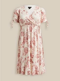 TORRID Midi Swiss Linen Surplice Dress -Cheap Torrid Shop 17369999 07281 flat