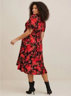 TORRID Midi Swiss Linen Surplice Dress -Cheap Torrid Shop 17369999 10209 av1