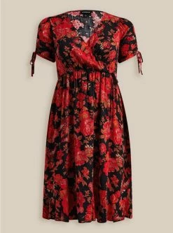 TORRID Midi Swiss Linen Surplice Dress -Cheap Torrid Shop 17369999 10209 flat