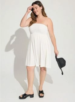 TORRID Mini Terry Cloth Smocked Strapless Beach Dress -Cheap Torrid Shop 17381417 06452 av1