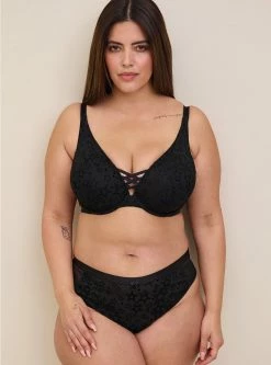 TORRID XO Plunge Push Up Flocked Mesh Straight Back Bra -Cheap Torrid Shop 17448611 00684 av2