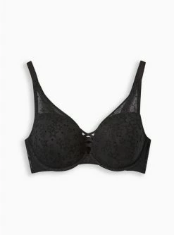 TORRID XO Plunge Push Up Flocked Mesh Straight Back Bra -Cheap Torrid Shop 17448611 00684 flat