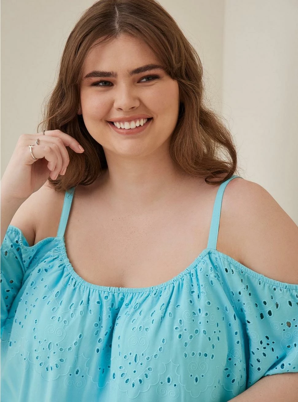 TORRID Challis Embroidered Cold Shoulder Top 6 TORRID Challis Embroidered Cold Shoulder Top - Image 4