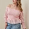 TORRID Crinkle Chiffon Smocked Waist Off-Shoulder Crop Top -Cheap Torrid Shop 17615164 00004 hi