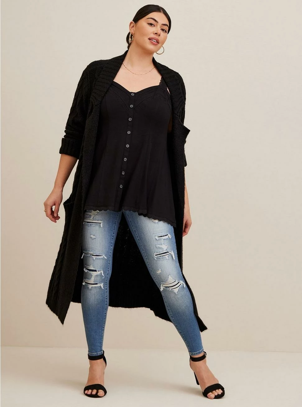 TORRID Fit And Flare Rayon Slub Lace Trim Button-Front Tank 5 TORRID Fit And Flare Rayon Slub Lace Trim Button-Front Tank - Image 3