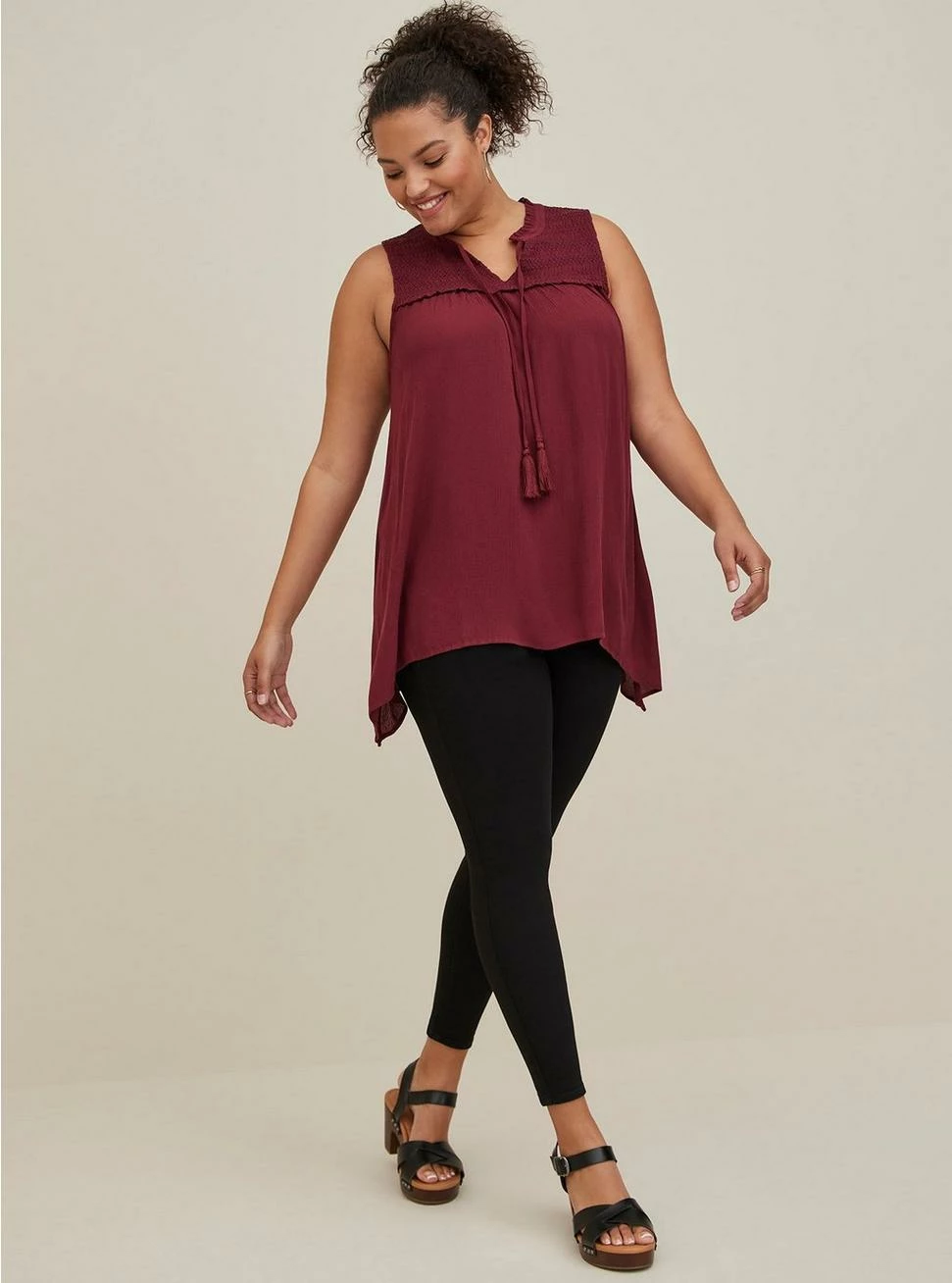 TORRID Embroidered Tunic Tank - Crinkle Gauze Wine 4 TORRID Embroidered Tunic Tank - Crinkle Gauze Wine - Image 2