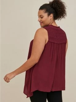 TORRID Embroidered Tunic Tank - Crinkle Gauze Wine 9 TORRID Embroidered Tunic Tank - Crinkle Gauze Wine -Cheap Torrid Shop 18205262 00005 av2