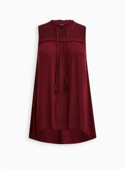 TORRID Embroidered Tunic Tank - Crinkle Gauze Wine 11 TORRID Embroidered Tunic Tank - Crinkle Gauze Wine -Cheap Torrid Shop 18205262 00005 flat