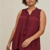 TORRID Embroidered Tunic Tank - Crinkle Gauze Wine -Cheap Torrid Shop 18205262 00005 hi