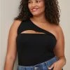 TORRID Foxy Cutout One Shoulder Top -Cheap Torrid Shop 18224997 00684 hi