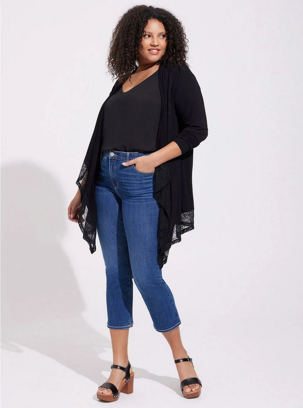 TORRID Super Soft Cardigan Lace Trim Drape Front 4 TORRID Super Soft Cardigan Lace Trim Drape Front - Image 2