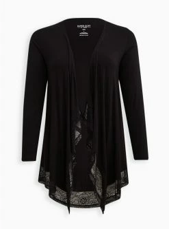TORRID Super Soft Cardigan Lace Trim Drape Front 11 TORRID Super Soft Cardigan Lace Trim Drape Front -Cheap Torrid Shop 18228941 00133 flat