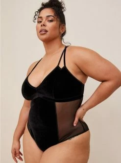TORRID Velour And Mesh Bodysuit