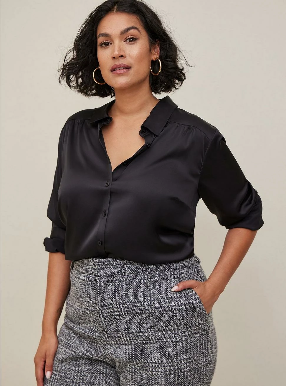 TORRID Madison Satin Button Up Long Sleeve Shirt 7 TORRID Madison Satin Button Up Long Sleeve Shirt - Image 5