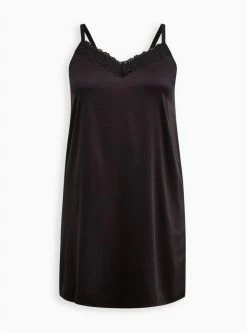 TORRID Dream Satin Lace Trim Sleep Cami Gown -Cheap Torrid Shop 18486579 00684 flat