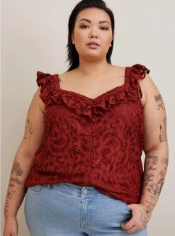 TORRID Lace Ruffle Short Sleeve Crop Top