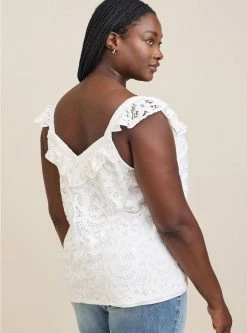 TORRID Lace Ruffle Short Sleeve Crop Top -Cheap Torrid Shop 18627010 06452 av2