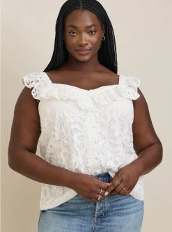 TORRID Lace Ruffle Short Sleeve Crop Top