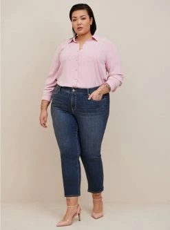 TORRID Madison Crepe De Chine Button-Front Long Sleeve Shirt -Cheap Torrid Shop 18858893 10324 av1