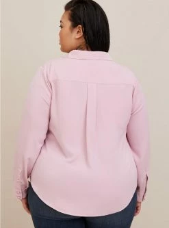 TORRID Madison Crepe De Chine Button-Front Long Sleeve Shirt -Cheap Torrid Shop 18858893 10324 av2