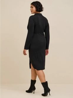 TORRID At The Knee Studio Knit Collared Dress -Cheap Torrid Shop 18914775 00684 av2
