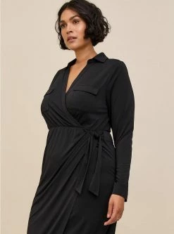 TORRID At The Knee Studio Knit Collared Dress -Cheap Torrid Shop 18914775 00684 av3