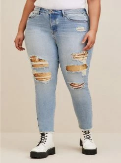 TORRID High-Rise Straight Vintage Stretch Mid-Rise Sequin Backed Jean