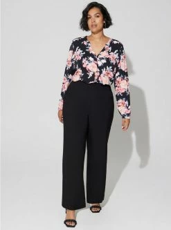 TORRID Pull-On Wide Leg Studio Refined Crepe High-Rise Pant