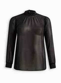 TORRID Chiffon With Satin Trim Turtleneck Top -Cheap Torrid Shop 18934837 00684 flat